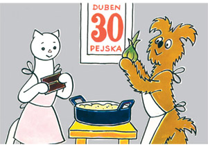 Kočička a pejsek vaří dort